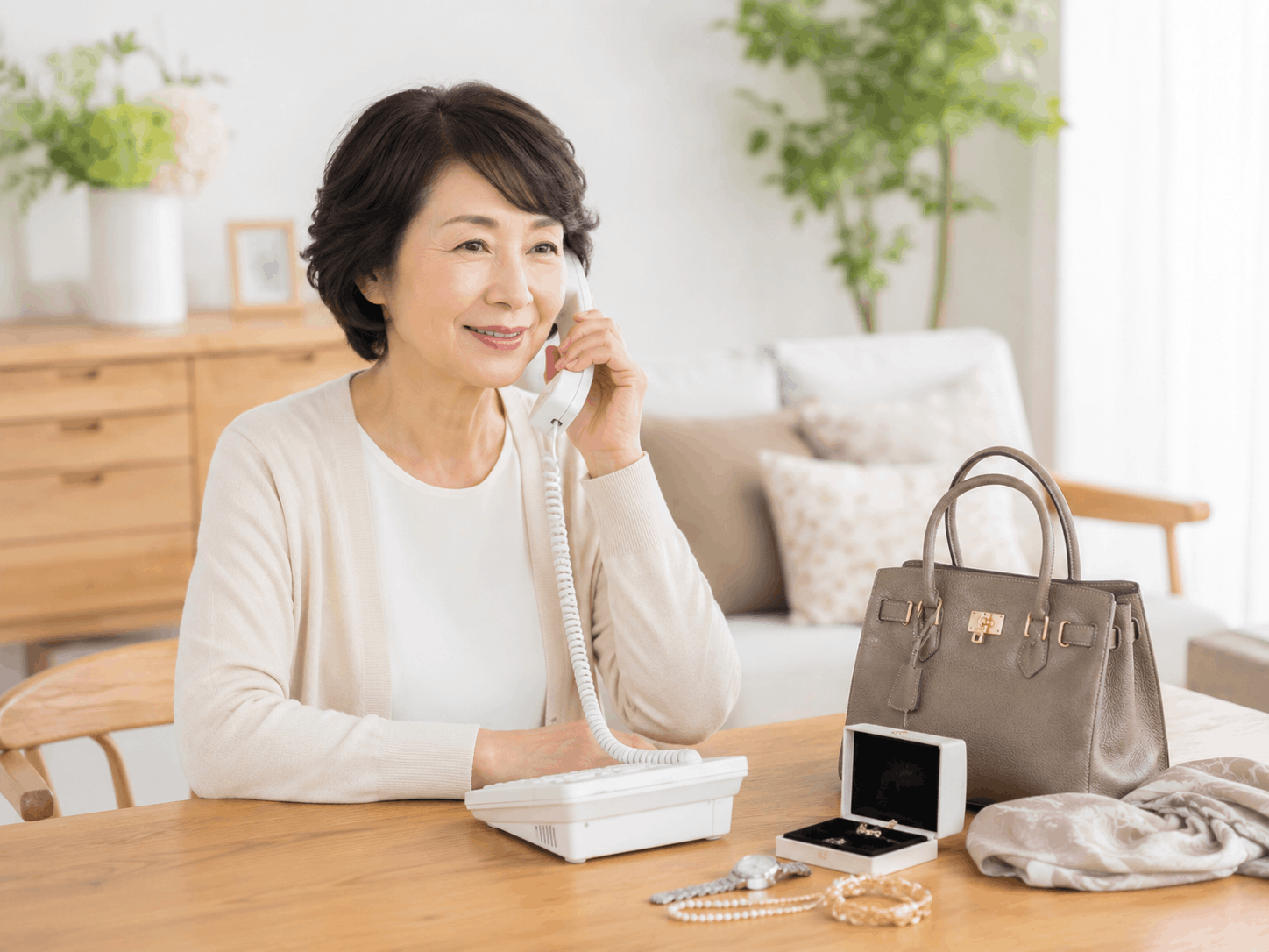 電話で出張買取を相談するイメージ